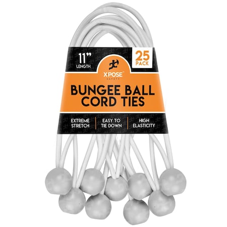 Xpose Safety Ball Bungees White 11 in , 25PK BB-11W-25-X